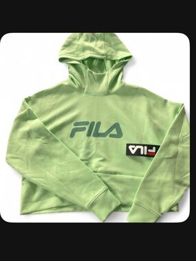 Fila Lime Green Cropped Logo Hoodie
